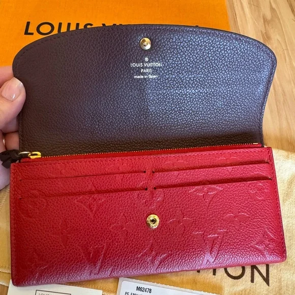 Louis Vuitton Emilie Wallet Cerise Cherry Empreinte Leather Spain w/ COA! - Picture 3 of 16